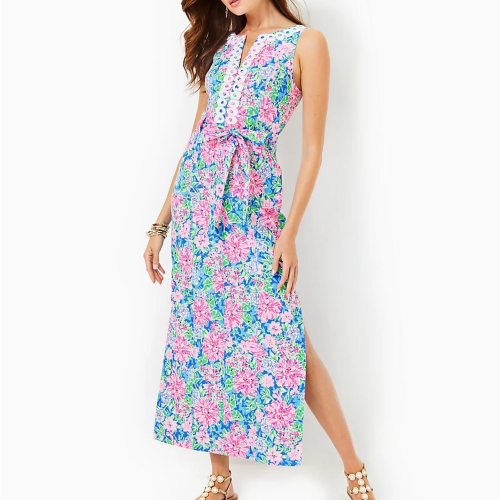 Lilly Pulitzer GULIANNA STRETCH COTTON MAXI DRESS, Multi Spring in Your Step